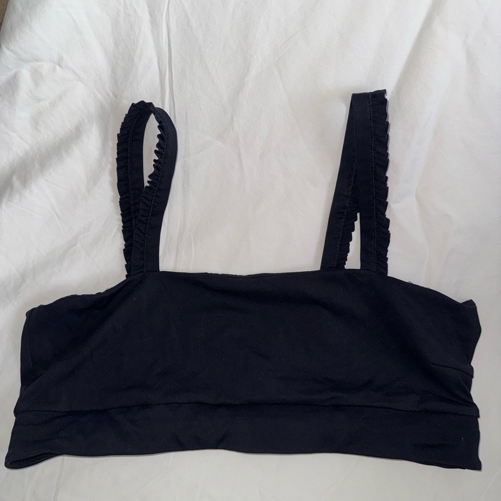 Sincerely Jules for Bandier Black Bralette with Ruffled Straps